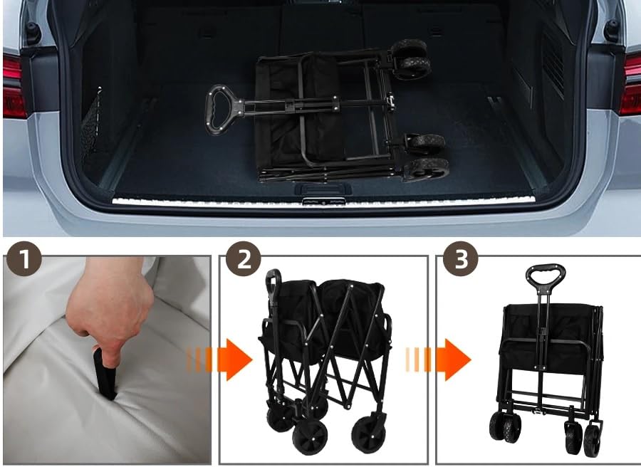 PATUKSHOP-Carro de Mano Plegable Carrito de Transporte para Jardín Casa Almacén Playa 4 Ruedas Bolsa