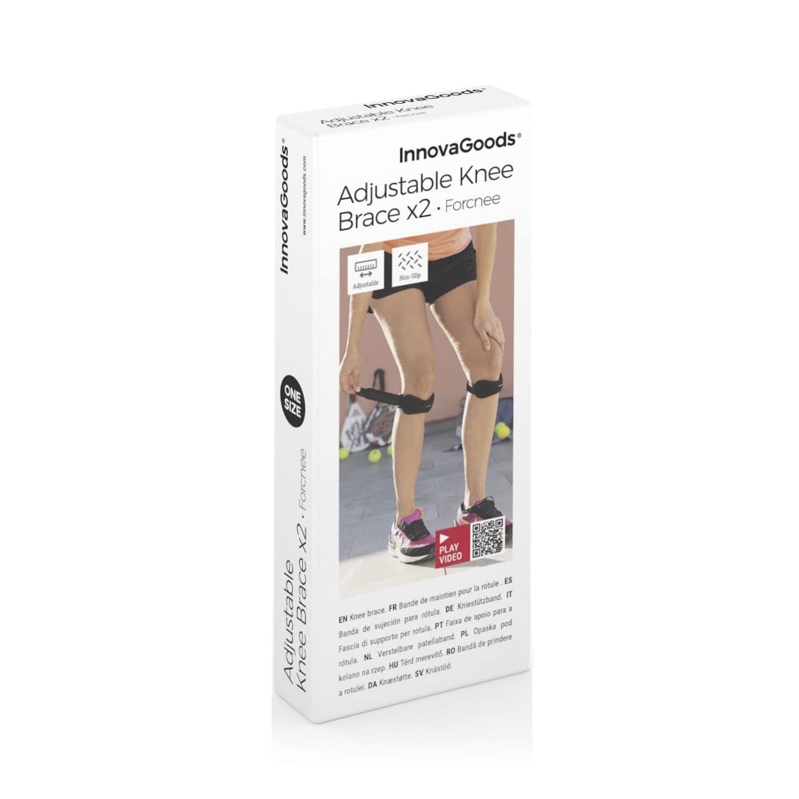 InnovaGoods® Fascia elastica per ginocchio Forcnee 2 unità, allevia il dolore e l'infiammazione del ginocchio, con funzione di fascia elasticizzata, ideale per casa e sport.