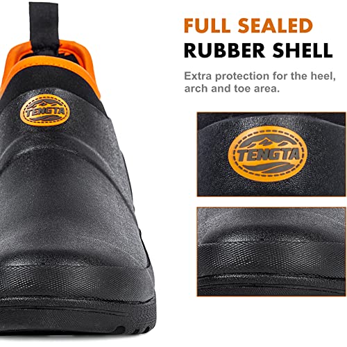 TENGTA Men's Ankle Garden Rain Boots Outdoor Slip On Mud Gardening Shoes for Men Waterproof Heavy Rubber Deck Boots3