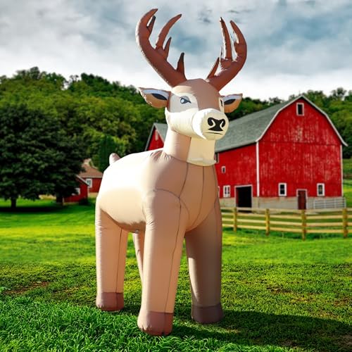 8FT Reindeer Inflatables Christmas Farm Ranch Blow up Animals Decorations Holiday Winter Inflatable Decor Built-in LEDs for Garden Lawn Yard Patio Outdoor