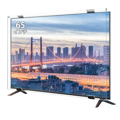 液晶テレビ保護パネル 65インチ テレビカバー アクリル製 液晶tv保護プロテクター クリア 65型対応 取り付け簡単 耐衝撃 スクラッチ防止 ブルーライトカット シングルポイントサポート tv用 デュアルポイントサポート コンピュータモニター用 (65インチ用)