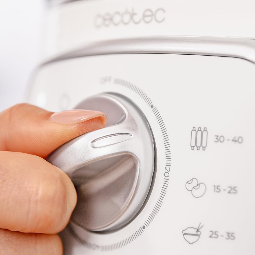 Cecotec Elektrischer Dampfgarer Vapovita Steelpot Weiß. Leistung 1300W, Edelstahlbehälter, 10L, einstellbare Zeit, automatische Abschaltung, einfache Reinigung, spezieller Deckel, gesundes Kochen