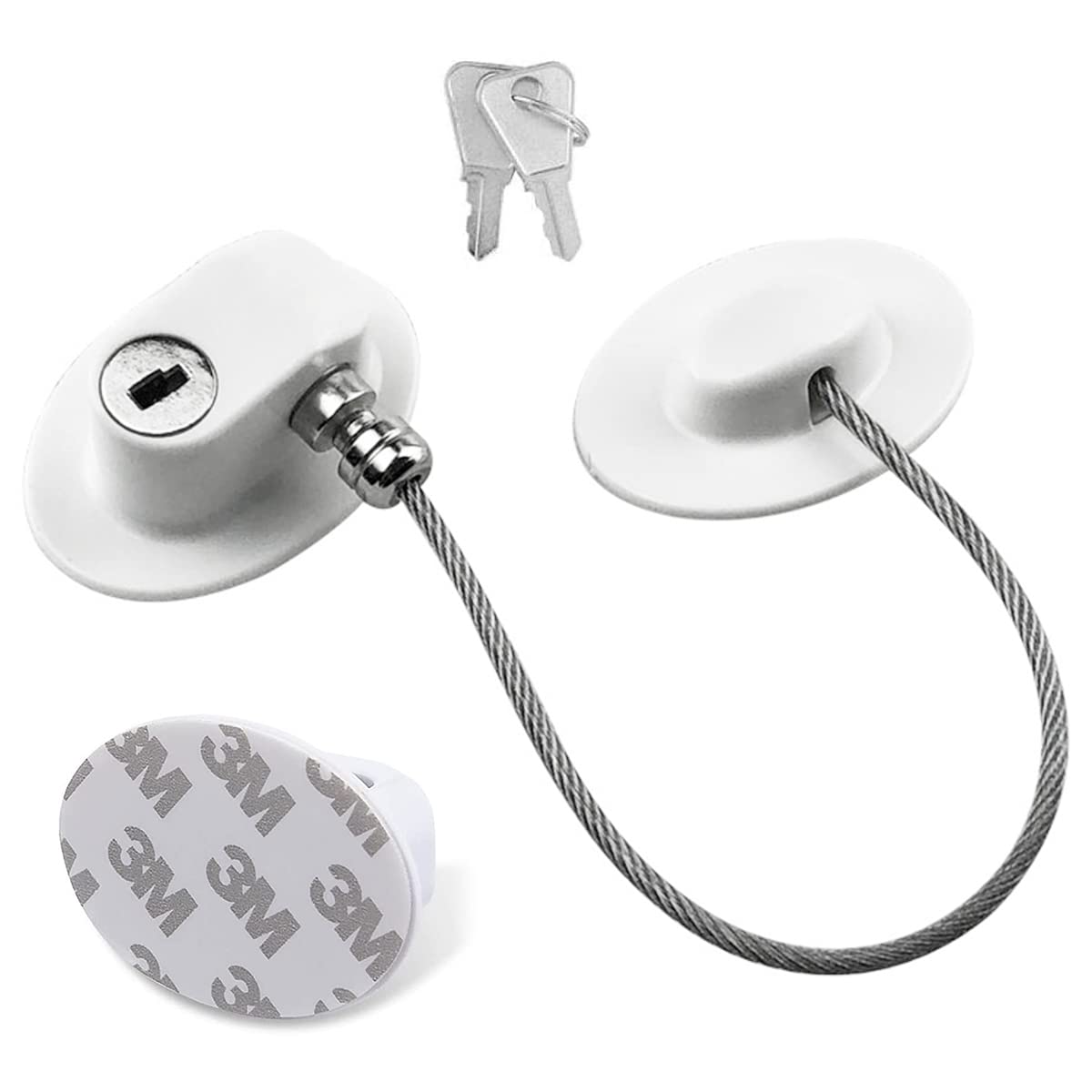 Refrigerator Door Lock with 2 Keys Multipurpose Child Proofing Locks Kids Safety Locks with Strong Adhesive Used in Freezer, Drawer, Cabinet,Toilet Seat