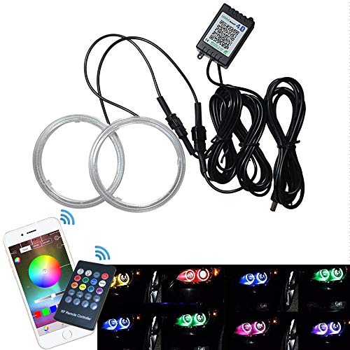 AUTOYUZU COBCJO fCCg ԗpLED RGB wbhv X}[gtHAPP Bluetooth 2{Zbg 60mm Rg[[Lbg Rt yA 2@\ DC12V
