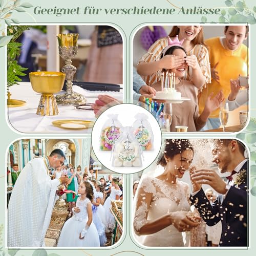 Otuuz 30 Schutzengel Anhänger mit Organzabeutel Taufe Hochzeit Gastgeschenke Schön Dass Du Da Bist Schlüsselanhänger Glücksbringer Engel Dankgeschenke für Firmung Konfirmation Kommunion (Blätter)