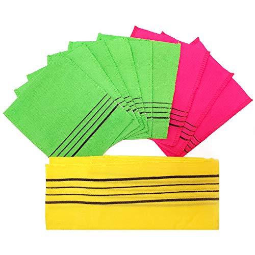 9 Exfoliating Washcloth Gloves & 1 Long Exfoliating Back Washcloth - Assorted