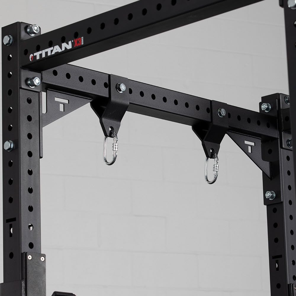 Titan Fitness X-3 Power Rack Shackles (Pair), 500 LB Capacity, Fits 3" x 3" Crossmembers, Grip Training Attachment, Includes Carabiners