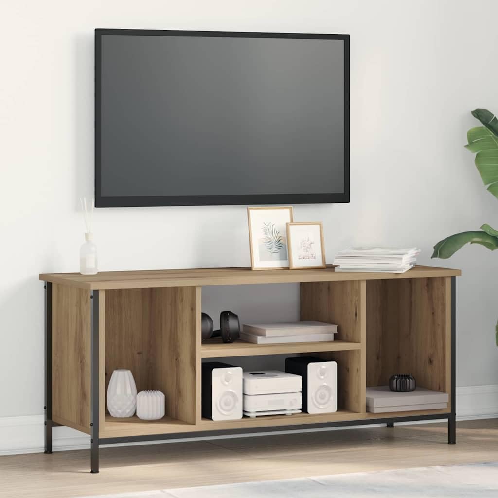 Szafka pod telewizor z drewna dębowego Artisan, 102 x 35 x 45 cm, szafka z miejscem do przechowywania, regał, półka, kanał kablowy, kredens do salonu, sypialni, kina domowego i kącika