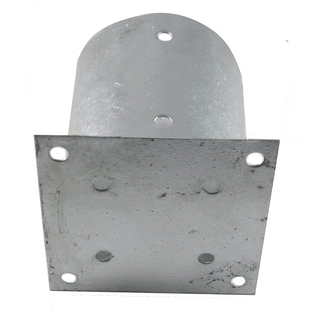 Suinga Base para Poste 10 cm Zincada Acero | Pack 5 Soportes para Postes de Madera Redondos para Anclaje en Suelo | Escuadras Metalicas de Altura 15 cm para Fijacion de Vallas, Vigas Madera
