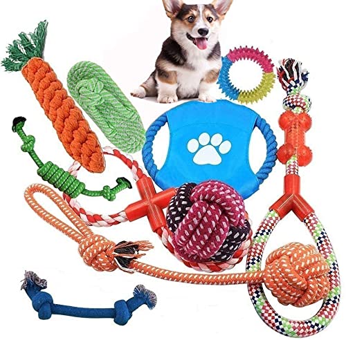 Mumoo BearDog Rope Toys, 10 PCS of Puppy Pet Braided Rope Toys Set, Puppy Chew Durable Interactive Cotton Toys Dental Health Teeth Cleaning (10 Pack)