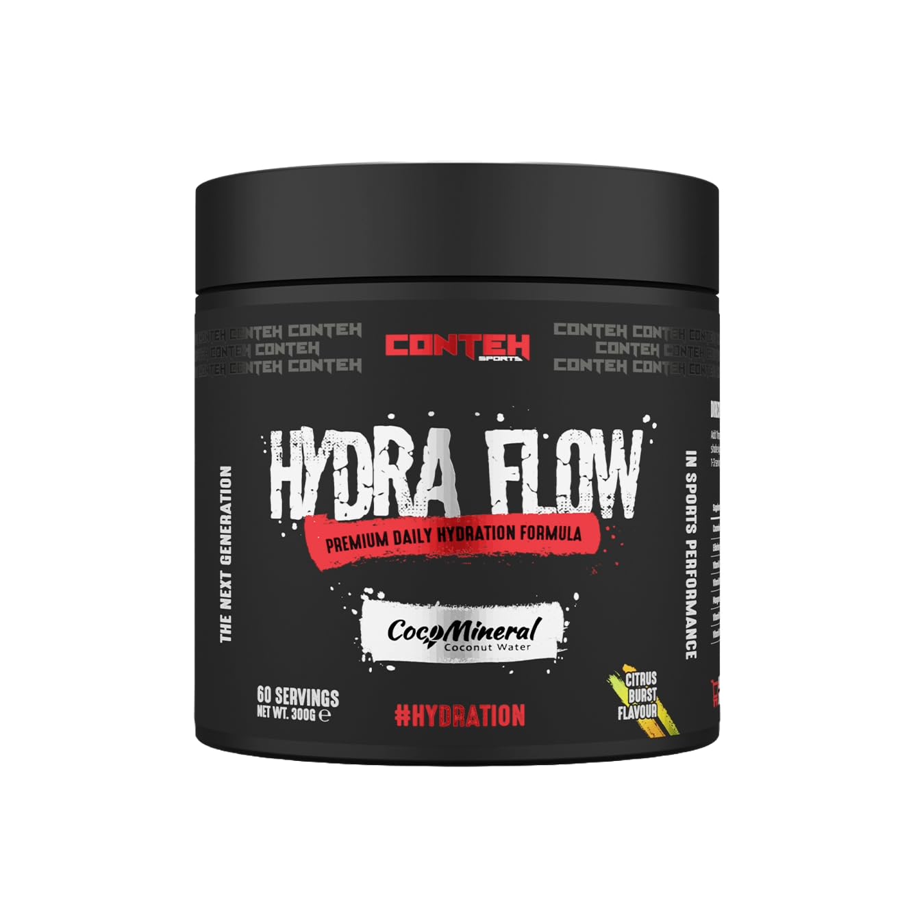 ContehSports Hydra Flow Premium Daily Hydration Formula 300g, 60 Servings (Citrus Burst)