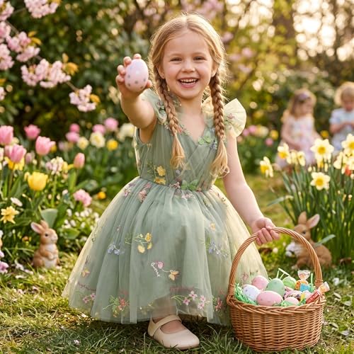 Image of IMEKIS Toddler Kids Girls Butterfly Dress Sparkle Sequins Tulle Wedding Formal Birthday Dresses 2-10T