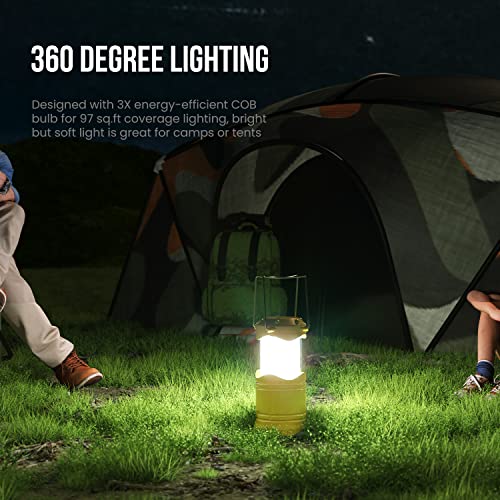 Lichamp LED Camping Lantern, 4 Pack Battery Powered Flashlight for Power Outages, Portable Collapsible Hanging Light Essential for Home, Outdoor, Emergency Lamp Survival Kit Gear for Hurricane, Yellow - Image 6