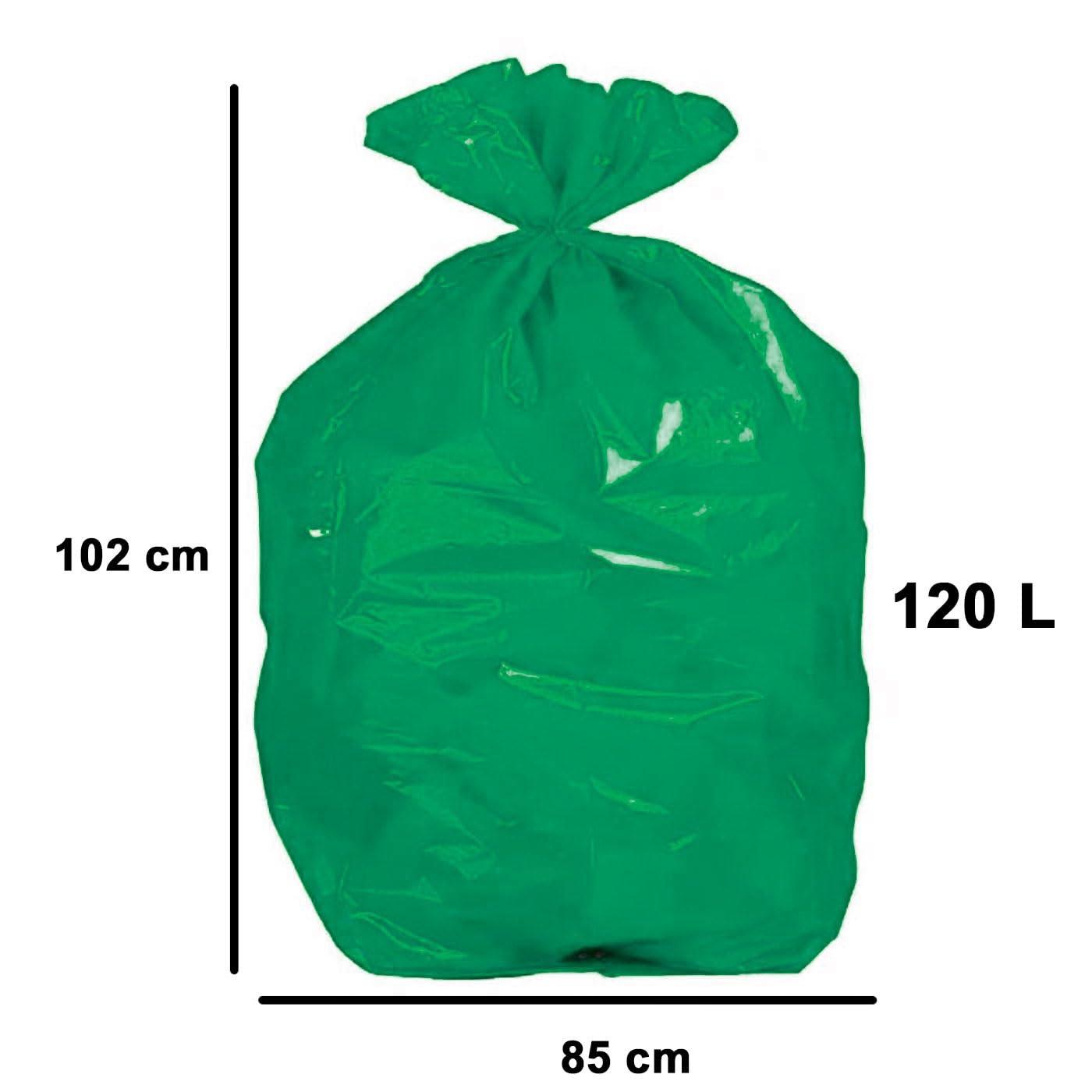 Acan Tradineur - 9 Rollos de 10 Bolsas de Basura, plástico, 3 Capas, Resistentes y antigoteo, autocierre, reciclables, Sacos Especial jardín (Verde - 120 litros - 85 x 102 cm - Total 90 uds)