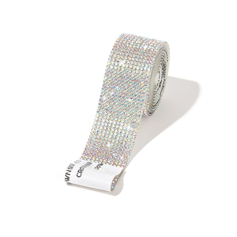 1 Rotolo Di Strisce Autoadesive Con Strass, Nastro In Argento, Nastro