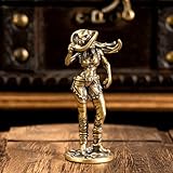 CHOVY 1PC Vintage Brass Western Cowgirl Statue - Elegant and Sexy Decor for Home, Office, or Café - Perfect for Bookshelf, Living Room, and Desktop - Adds Charm to Your Space