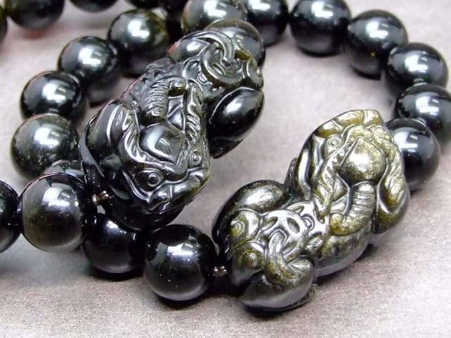 ゴールドルチル&オブシディアン貔貅 パワーストーンブレスレット a8dffd3e5f42bb53817650b9d44ae2