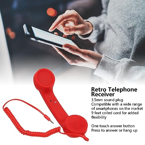 Retro Telefonlur med Svarsknapp för Smartphones och Datorer (Röd)