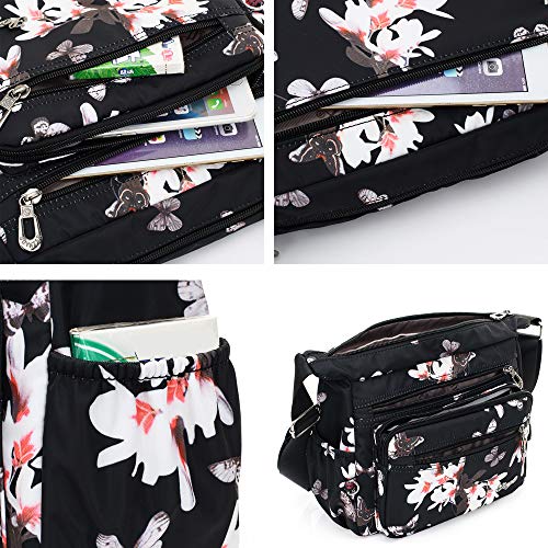 Womens Nylon Floral Shoulder Bag Crossbody Bag Messenger Bags Travel Handbags With Adjustable Strap Waterproof3