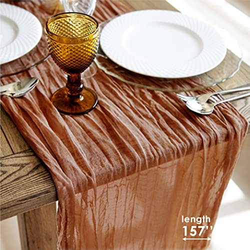 Gauze Cheesecloth Table Runner Bulk Cheese Cloth Runner for Wedding Tablecloth. Rustic Cotton Table Runner for Table Decoration Long Runner for Romantic Dinner Fabric Bulk (Terracotta)
