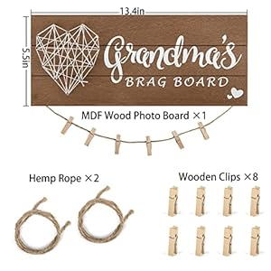 CISYINO Mother's Day Father's Day Grandparent Day Christmas Birthday Gifts for Grandma Grandpa from Grandchildren,Grandkids Picture Board for Photos Collage (Grandma with white heart) CISYINO Mothers Day Fathers Day Grandparent Day Christmas Birthday Gifts for Grandma Grandpa from GrandchildrenGrandkids Picture Board for Photos Collage Grandma with white heart