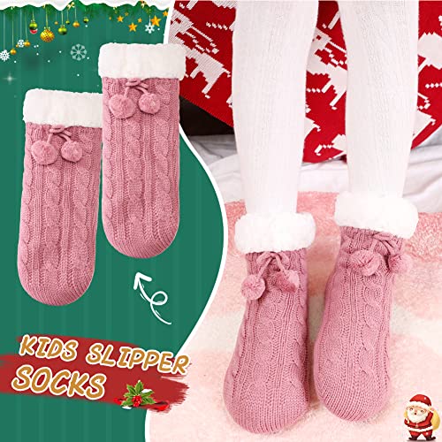 Kids Slipper Socks Boys Girls Fuzzy Non Slip Winter Fleece Lined Warm Cozy Christmas Thick Fluffy Socks4