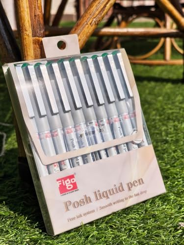 Image of Figo Posh Liquid Roller Pen, 0.7mm Tip, Blue Ink, Pack of 7 (Blue)