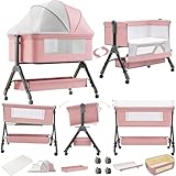 Suttonbebe Next to Me Crib, Foldable Convertible Baby Bedside Crib, Co-Sleeping Bassinet, Infant Bedside...