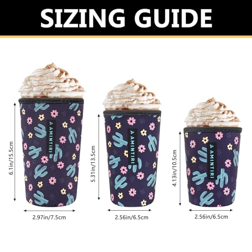 Image of 3 Pack Reusable Sleeve for Iced Coffee Cup, Coffee Neoprene Sleeve for Iced&Hot Drinks, Coffee Sleeve Compatible with Starbucks, Dunkin Coffee Cup. (Wild Cactus)