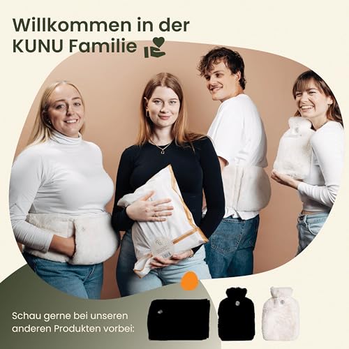 KUNU® original Wärmflaschengürtel - Premium Wärmflasche Lang mit Gürtel zum umbinden - 130cm Perioden Wärmegürtel - Plüsch Wärmflasche mit Bezug - Wärmflasche Gürtel mit Geschenkverpackung