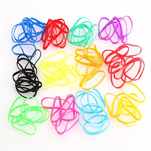 Image of GLUN Elastic Bands 0.5 Inches Fluorescent Color Rubber Band for School, Home and Office use High-Quality, Durable and Bright Pack 100 Grams