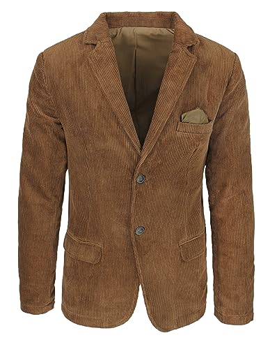 Autunno inverno Evoga Giacca Uomo Invernale Velluto a Coste Elegante Casual Due Bottoni (IT, Testo, L, Regular, Regular, Marrone)