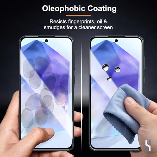 Image of Tempered Glass for Samsung Galaxy A35 | A55 | M35 (6.6 Inch) Military Grade 9H Screen Guard, Anti-Scratch, Shatterproof, Edge-to-Edge Full Coverage - Black Border