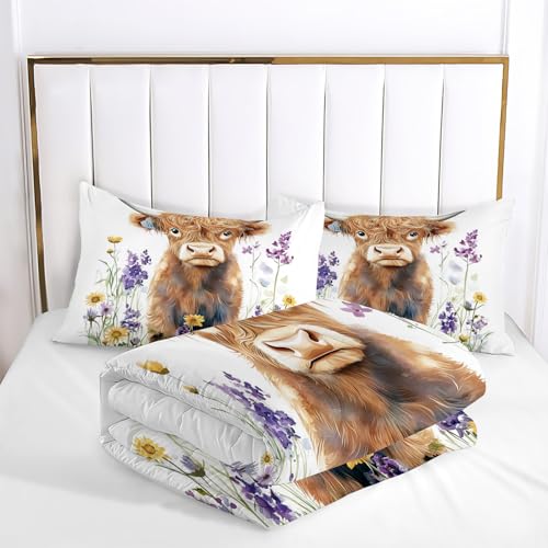 Parure housse couette vache des Highlands microfibre avec taies - 6
