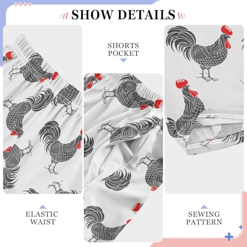 Rooster Animal Boys Long Pants Soft Trousers Elastic Waist Kids Lounge Bottoms with Pockets S-XL4