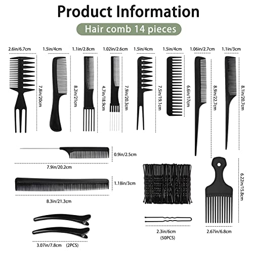 Set profesional de 14 peines para cabello miniatura 3