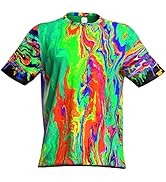 aofmoka Ultraviolet Fluorescent Handmade Art Neon Blacklight Reactive Print Men T-Shirt