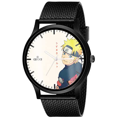 AROA Watch New Watch for Men Young Naruto Design Model : 058 Black Design Black Metal Type Rubber Analog Watch Beige Dial for Men Stylish Watch for Boys (B0BYT3M97L) Amazon Price History, Amazon Price Tracker