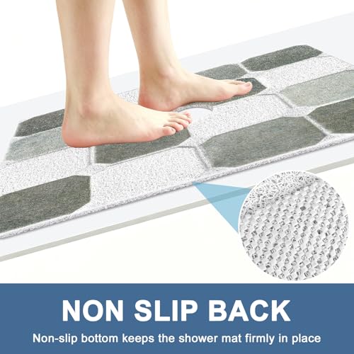 Image of Square Shower Mat Non Slip: 24x24 Inch Extra Large Shower Mats for Inside Shower, Non Slip Shower Mat with Drain Hole in Middle- Anti Slip Shower Floor Mat, Loofah Shower Stall Mats for Elderly