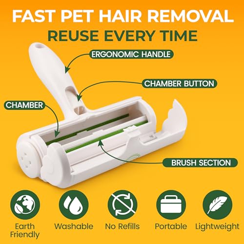 Pet Hair Remover for Furniture – Reusable Lint Roller and Pet Hair Removal Tool for Couch, Carpet, Bedding, Clothes, Car Seats – Multi-Surface Roller for Dog and Cat Fur - Image 5