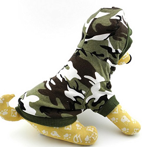 Smalllee_lucky_store Shirts für Hunde Kleiner Hund Kleidung für Jungen Camo Hoodie Shirt, grün L