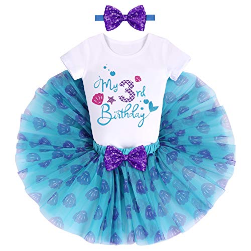 Traje de niña para cumpleaños de 3 años estilo princesa con falda tutú azul para fotos mágicas