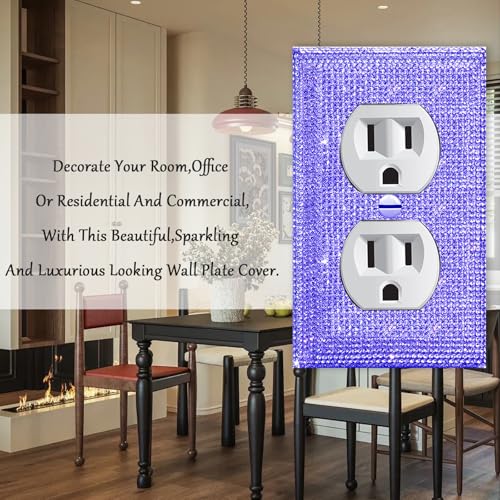 Image of 2 Pcs Shiny Purple Rhinestones Outlet Light Switch Plate Decorative Outlet Covers Rhinestone Outlet Cover Wall Plates Light Switch Cover Plate