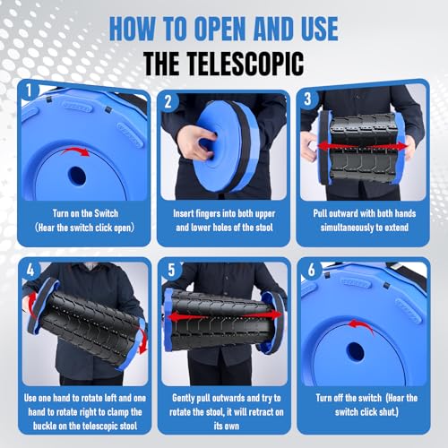 Image of 2026 Upgraded Collapsible Stool with Cushion, Portable Folding Stool for Adults Heavy Duty, Camping Stools for Outdoor Camping Travel Hiking Fishing, Adujstable Folding Chair Footrest,Blue
