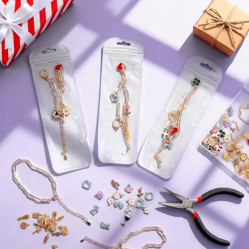 Image of Himake 341Pcs Gold Charm Bracelet Making Kit, DIY Jewelry Making Supplies, Including Paperclip Chain Bracelets, Jump Rings, Charms, Gift Bags, Pliers, Box for Jewelry Making