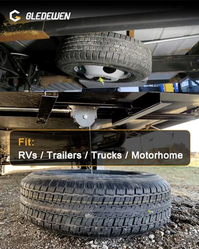 Image of Spare Tire Hoist, Spare Tire Winch Carrier, Compatible with RVs Trailers Trucks Motorhomes, Spare Tyre Holder with Offset Cable, Spare Wheel Towing Winch, Spare Tire Lift Assembly, LC159056, 159056