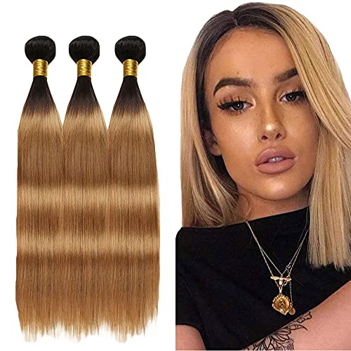 10 12 14 inch 1b/27 Human Hair Bundles 8A Ombre Hair Bundles Honey Blonde Bundles Straight Wave 3 Bundles Hair Weave Brazilian Hair Bundles