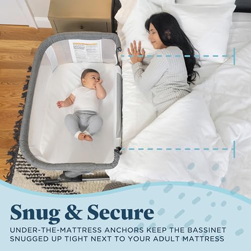 Image of Baby Delight Beside Me Dreamer Bassinet | Bedside Sleeper | 7-Position Height Adjustment | Charcoal Tweed
