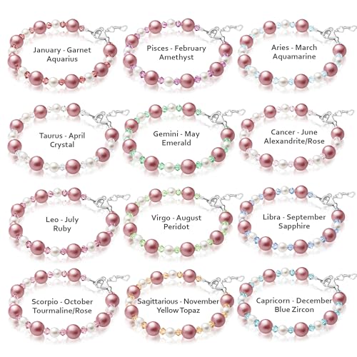 Customized Birthstone Jewelry, Sterling Silver Initial Charm Bracelets for Girls and Boys, Pearl Birthstone Bracelet, Personalized Birthday Gift for Women, Baby, Newborn, Toddler, Teen4