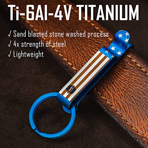 Image of KeyUnity KM00 Titanium Belt Loop Keychain Clip Double Side Quick Release Key Holder with Detachable Key Ring